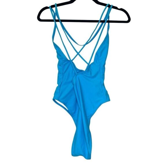 Ravesuits Scoop Neck Strappy Birthday Suit One Piece Graphic Swimsuit Blue XL - Picture 2 of 3